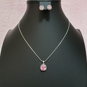 Avon Faux Pink Diamond Necklace and Earrings Set